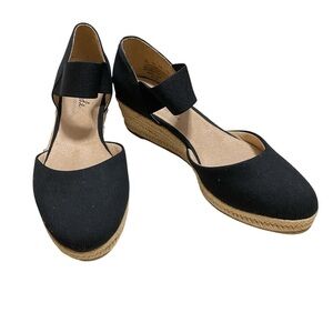 Life Stride Velocity 2.0 Black Wedge Espadrilles Size 9.